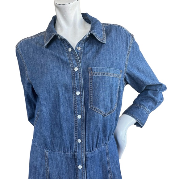 Veronica Beard Keston Long Sleeve Button Down Denim Mini Dress Size 8 Cotton - Picture 3 of 11